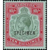 Bermuda 2/- - £1 Set of Six Overprinted "Specimen", Superb Mint. S.G. £900. (6).