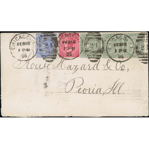 Bermuda 1895 Cover To Illinois Franked ½d (3) + 1d + 2½d, Paying The 5d Double Rate, The Stamps