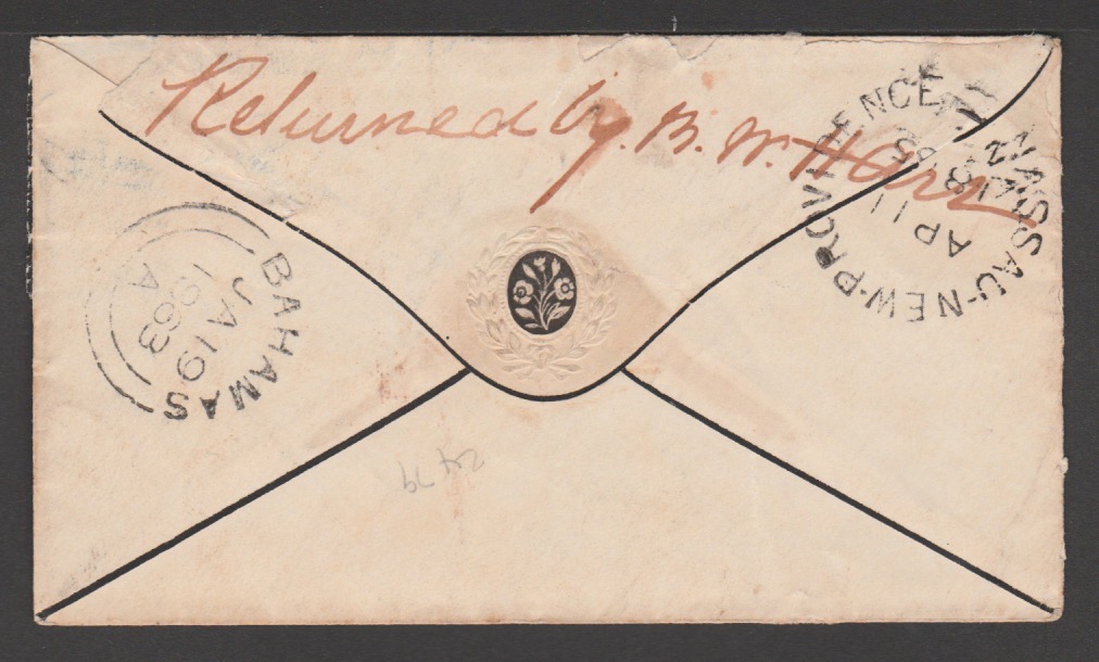 Bahamas 1862 Cover From Glasgow To Nassau Franked G.B. 6d (Faults) With Red "1d" Accountancy - Image 2 of 2