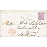 Bermuda 1875 (Feb 13) Cover To Scotland Franked 6d Dull Mauve Tied By Light Numeral Cancel, Oval