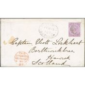 Bermuda 1875 (Feb 13) Cover To Scotland Franked 6d Dull Mauve Tied By Light Numeral Cancel, Oval