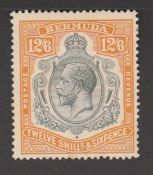 Bermuda 1932 12S.6d Grey and Orange Unused, With Lightly Toned Gum - Minute Staining At Base,