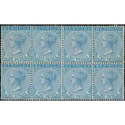 Bermuda 2d Blue, Mint Block of Eight, Lower Row With Light Horizontal Gum Crease, Lightly Mounted...