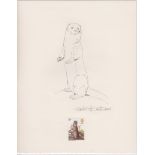 G.B. - Queen Elizabeth II 1977 British Wildlife Issue Pencil Drawing of A Otter On Paper, Drawn...