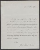 G.B. - Acts, Contracts & Notices c.1840 Printed G.P.O. Letter Sent In Response To An Application...