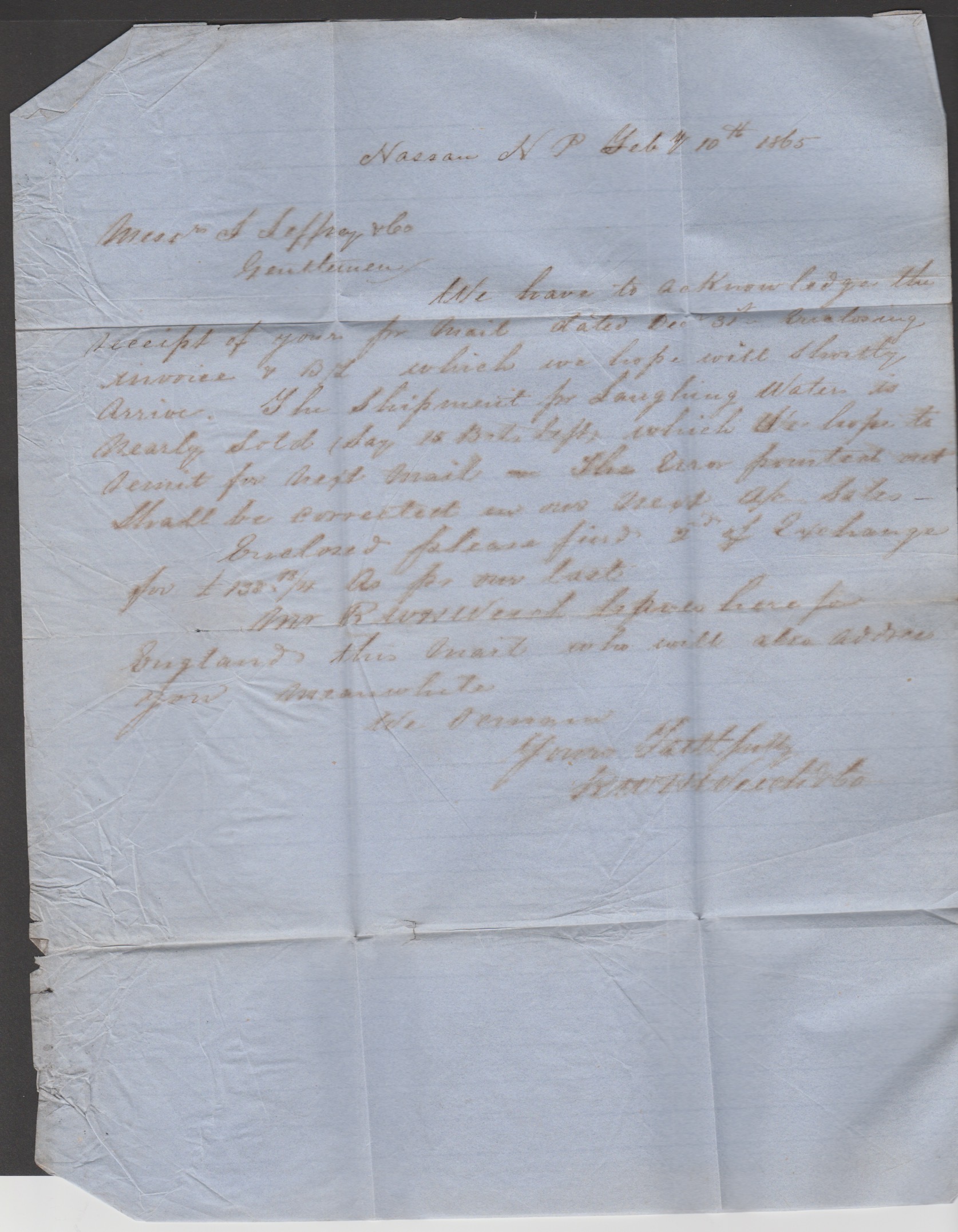 Bahamas 1865 Stampless Entire Letter (Vertical Fold) From Nassau To Scotland Prepaid "11", With T... - Image 3 of 4