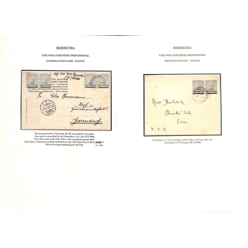 Bermuda 1901-34 Covers (21) and Cards (22) Bearing Farthing Surcharges, The Study On Thirty Pages... - Image 8 of 15