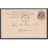 Queen Victoria One Penny Post Cards Used In Ireland An Example Used In Cork Dated 30th August 188...