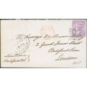 Bermuda 1875 (Mar 10) Cover To London Franked 6d Dull Mauve, Endorsed "Mail Via Halifax N.S", Can...
