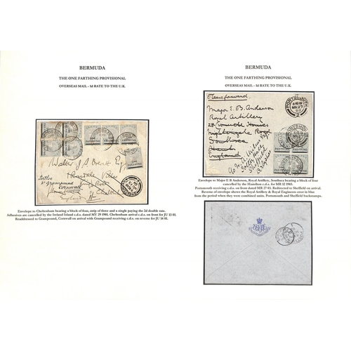 Bermuda 1901-34 Covers (21) and Cards (22) Bearing Farthing Surcharges, The Study On Thirty Pages... - Image 2 of 15