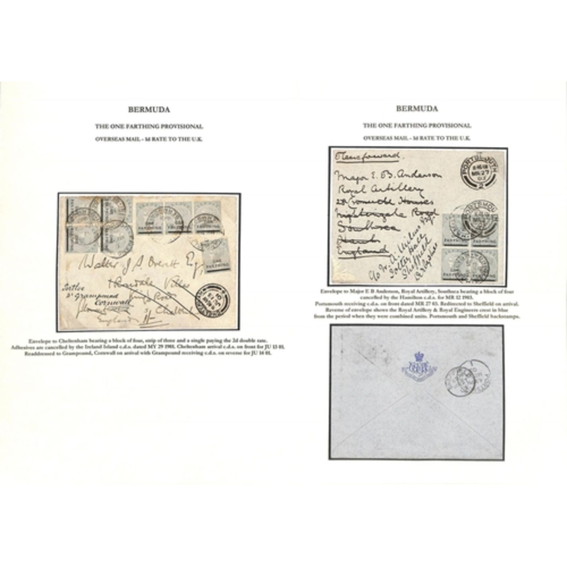 Bermuda 1901-34 Covers (21) and Cards (22) Bearing Farthing Surcharges, The Study On Thirty Pages... - Image 2 of 15