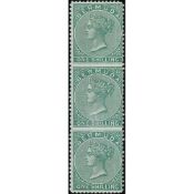 Bermuda 1/- Green, Mint Vertical Strip of Three, Imperf Horizontally Between The Stamps, Small Th...