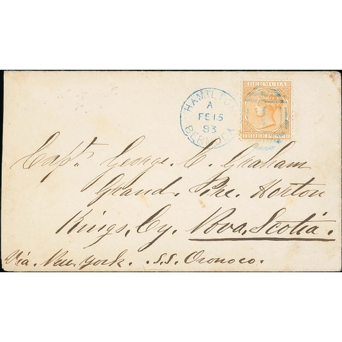 Bermuda 1883 (Feb 15) Cover To Grand Pike Horton, Kings Cy, Nova Scotia, Endorsed "Via New York