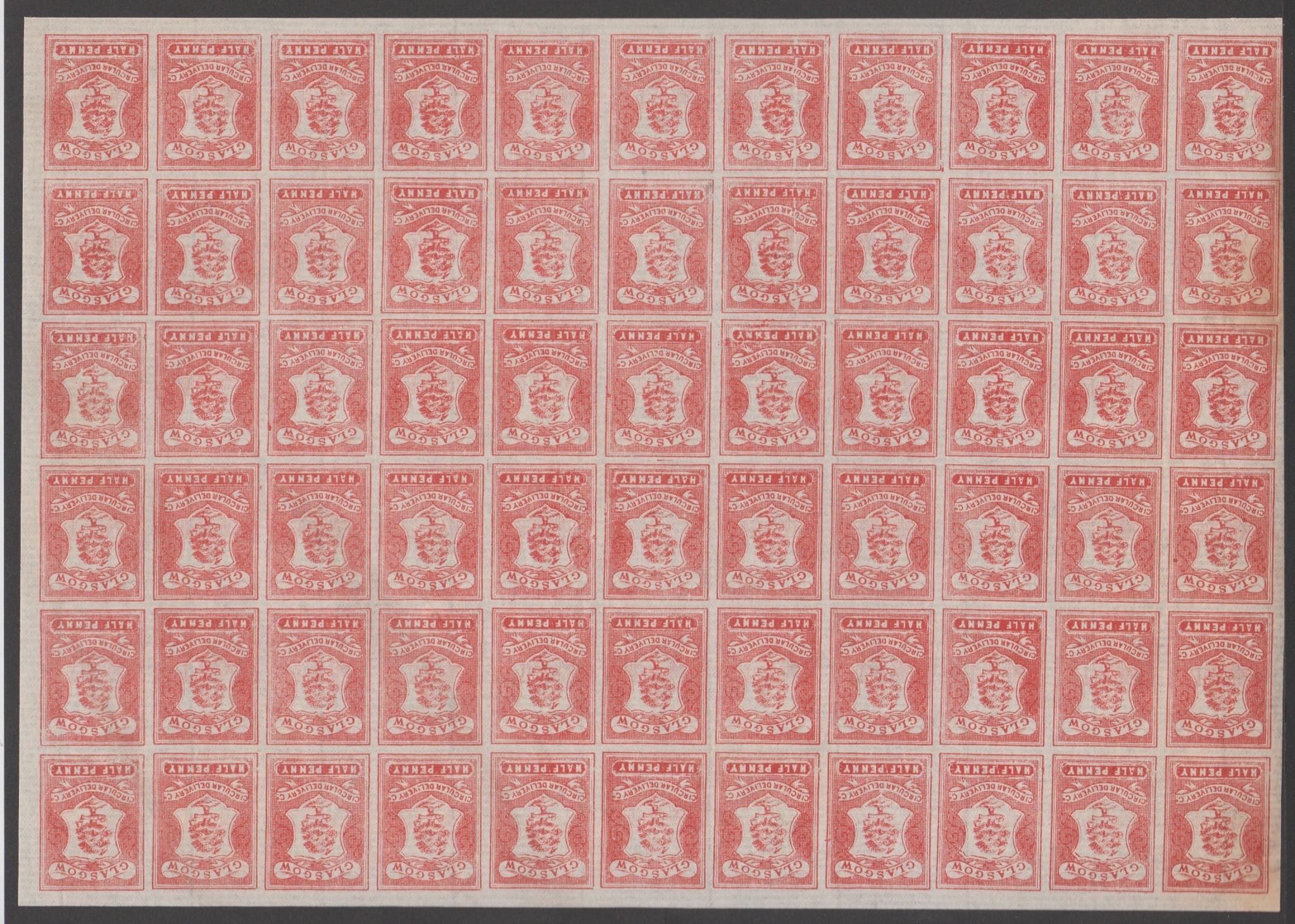 G.B. - Delivery Companies 1866 Glasgow Circular Delivery Company Imperforate 1/2d Dull Scarlet I...