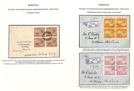 Bermuda 1921-29 Philatelic Covers Bearing Blocks of Four, Comprising ¼d Block On Local Cover