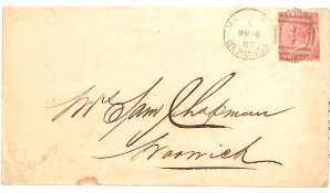 Bermuda 1880 (Mar 16) Cover Franked 1d To "Mrs Saml Chapman, Warwick" Tied By Hamilton "1" Duplex