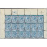 Bermuda 2d Blue, Unmounted Mint Block of Eighteen, The First Three Rows From The Upper Left Pane