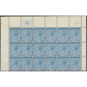 Bermuda 2d Blue, Unmounted Mint Block of Eighteen, The First Three Rows From The Upper Left Pane