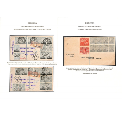 Bermuda 1901-34 Covers (21) and Cards (22) Bearing Farthing Surcharges, The Study On Thirty Pages... - Image 12 of 15