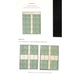 Bermuda 1/- Green, Mint Interpanneau Blocks of Sixteen, One Block With Vertical Interpanneau Marg...