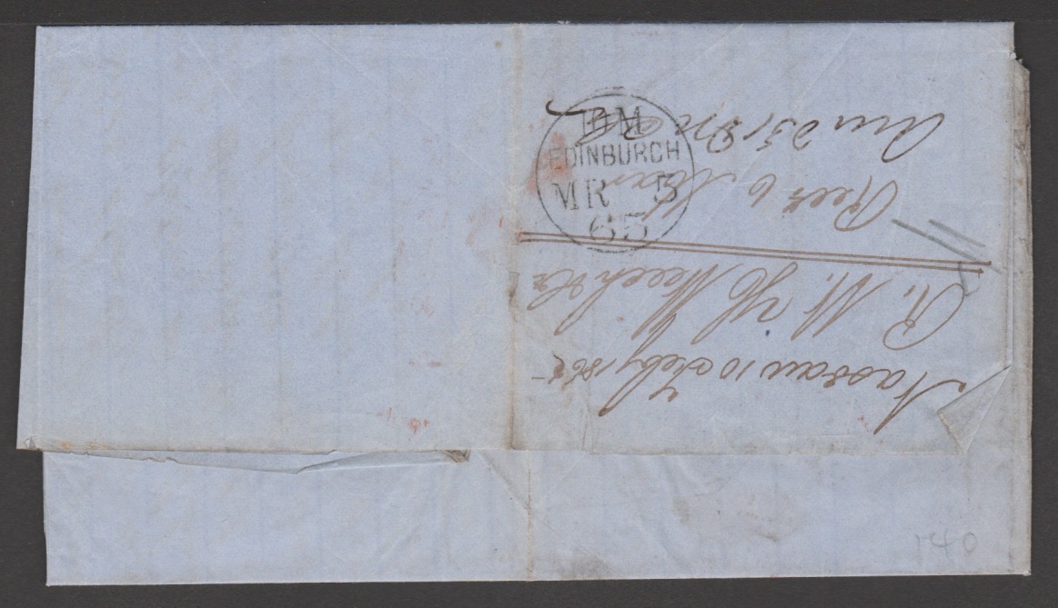 Bahamas 1865 Stampless Entire Letter (Vertical Fold) From Nassau To Scotland Prepaid "11", With T... - Image 2 of 4