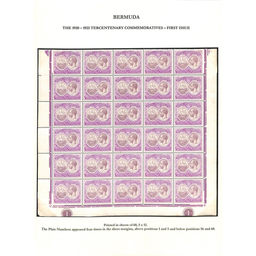 Bermuda 6d Unmounted Mint Block of Thirty, Rows 7-12, Margins On Three Sides With Plate Number "1...