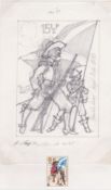 G.B. - Queen Elizabeth II 1983 British Army Uniforms: Preliminary Pencil Sketch For The 151/2p