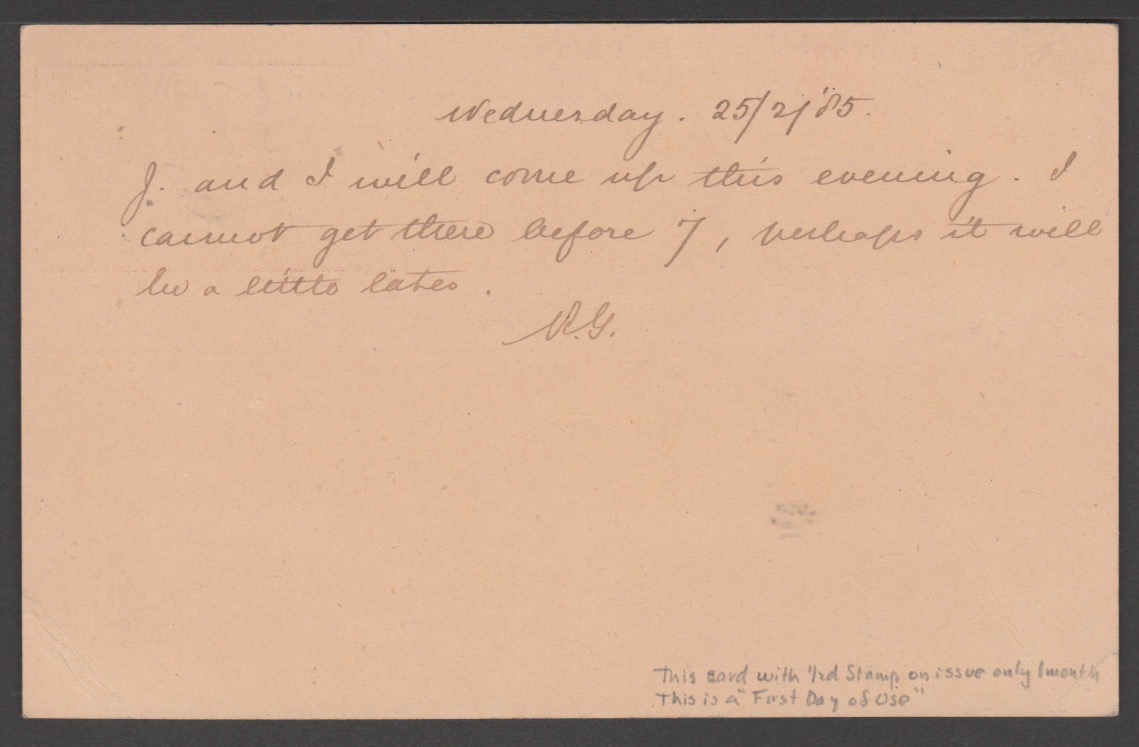 Bermuda Queen Victoria 1/2d Provisional Formula Postal Stationery Post Card, Setting C - The - Image 2 of 2