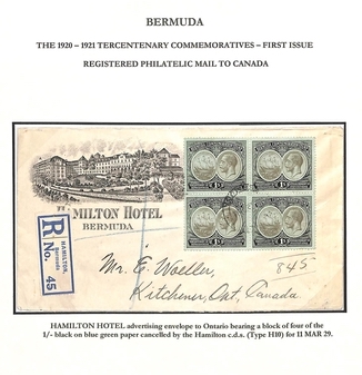 Bermuda 1921-29 Philatelic Covers Bearing Blocks of Four, Comprising ¼d Block On Local Cover - Image 2 of 2