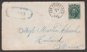 British Columbia c1860 Cover To The US With Blue Oval "Post Office / Paid / Victoria Vancouver