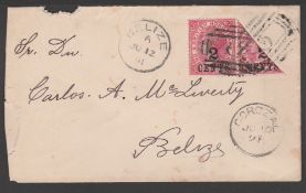 British Honduras 1891 (June 10) Cover (Edge Faults) From Corozal To Belize, The 3c Rate Paid 2c O...