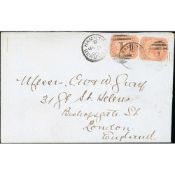 Bermuda 1890 (Jan 9) Cover To London Franked 4d Vertical Pair, Paying 4d Postage + 4d Late Fee, T...