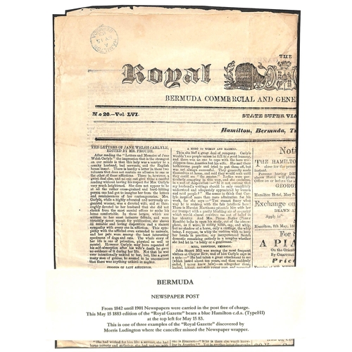 Bermuda 1883 (May 15) "Royal Gazette" Newspaper With Blue Hamilton C.D.S Type H1. From 1842 Until