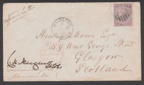 Bermuda Cover To Glasgow Endorsed "Officers Letter" and Signed By The Commanding Officer of The