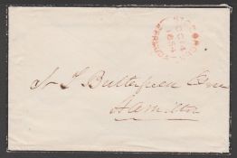 Bermuda 1854 Stampless Mouring Envelope Sent From St. Georges To Hamilton With A Good