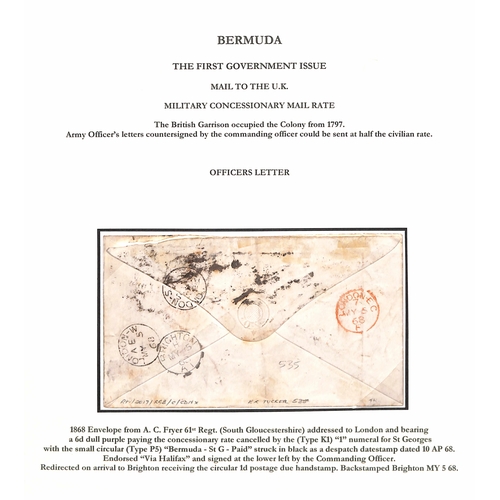 Bermuda 1868 (Apr 10) Cover To London Endorsed "From A.C Fryer, Ens. 61 Regt" and Countersigned, - Image 2 of 3