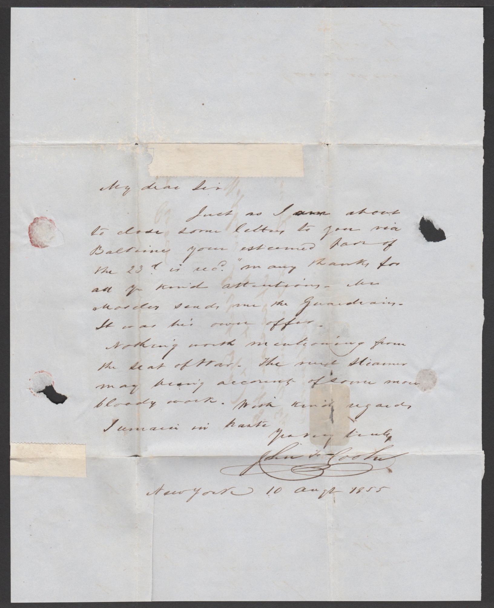 Bahamas 1855 Entire Letter From New York Addressed To "Stephen Dillet Esq, Nassau N.P., Care of F... - Image 3 of 4
