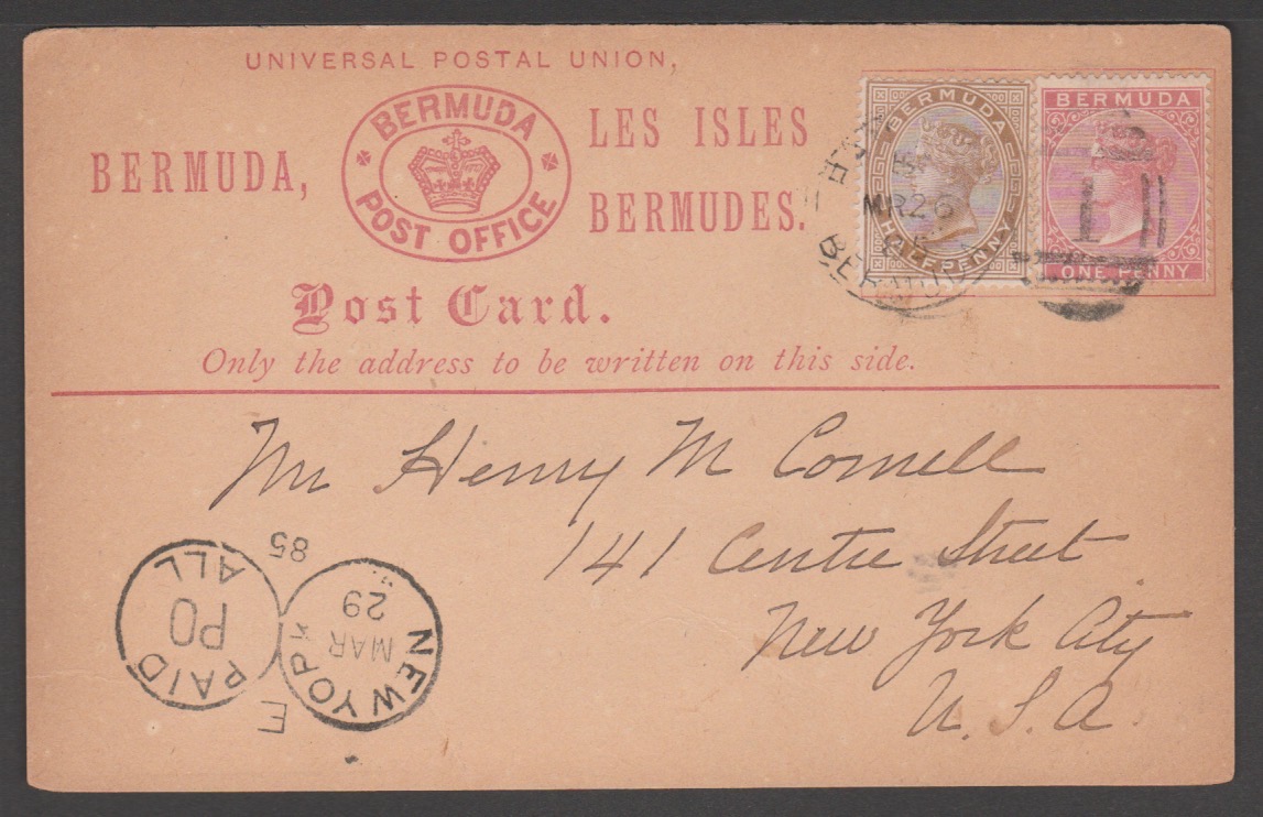 Bermuda 1880 Queen Victoria 1.1/2d Formula Postal Stationery Post Card (Some Damage On Reverse Fr...