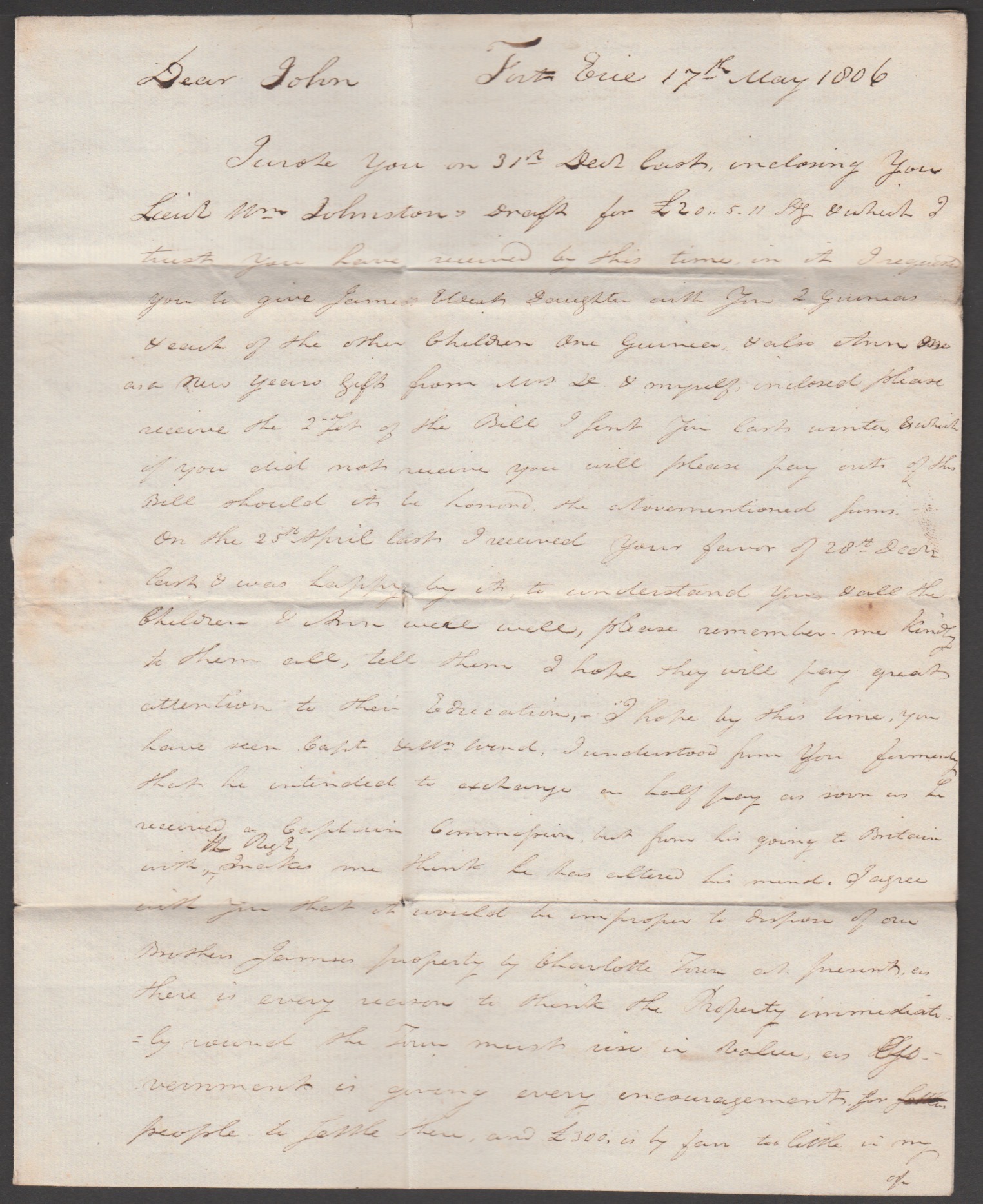 Canada 1806 Entire Letter From Fort Erie Carried By Forwarding Agent To New York Where It Was Put... - Image 3 of 7