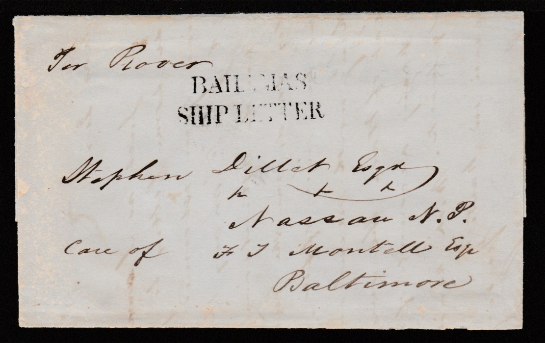 Bahamas 1855 Entire Letter From New York Addressed To "Stephen Dillet Esq, Nassau N.P., Care of F...