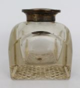 Fine Antique Large Cut Glass Silver Mounted Inkwell