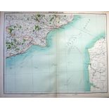 Victorian 1897 Large Map Dover Folkestone Hastings French Coast Etc.