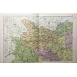 Coloured Antique Large Map Yorkshire North West GW Bacon 1904.