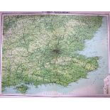 Victorian 1897 Orographical Map Kent, Sussex, Surrey, Hampshire, Berks.
