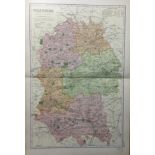 Coloured Antique Large Map County Wiltshire GW Bacon 1904.
