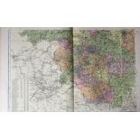 Coloured Antique Large Map Yorkshire South West GW Bacon 1904