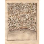 Surrey Sussex Brighton Lewes John Cary's Antique George III 1794 Map.