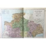 Coloured Antique Large Map North Devonshire GW Bacon 1904.