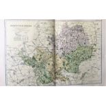 Coloured Antique Large Map Hertfordshire GW Bacon 1904.