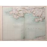 Victorian Antique 1897 Map Wales Carmarthen Swansea Tenby Pembroke.